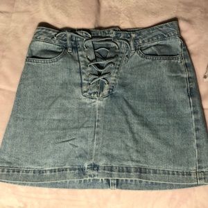 Light Blue Jean Skirt with lace up waist